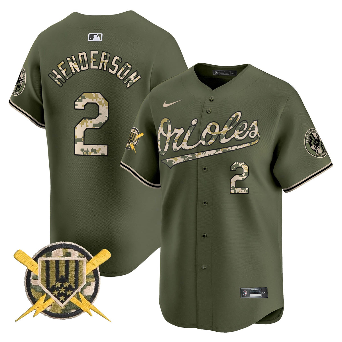 Baltimore Orioles Armed Forces Day Vapor Premier Limited Jersey - All Stitched
