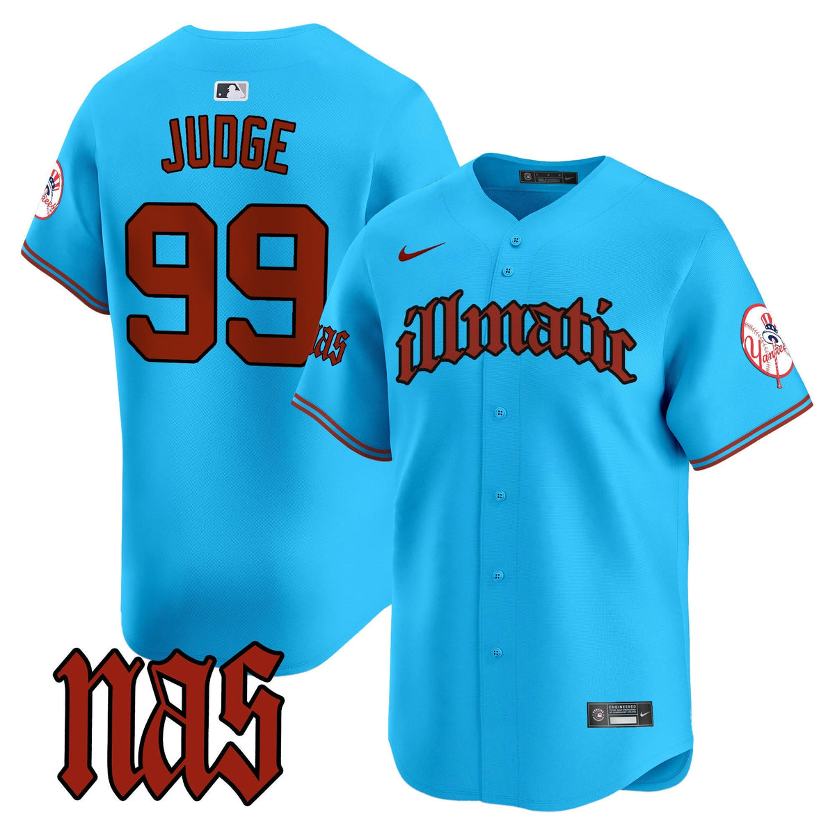 NYY Nas Illmatic Vapor Premier Limited Jersey - Stitched