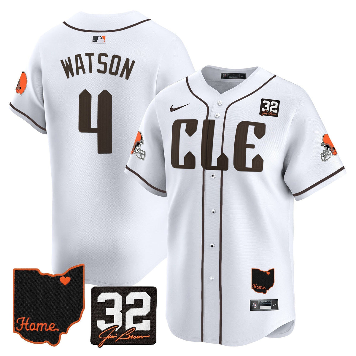 Browns #32 Jim Brown Memorial & Home Patch Vapor Premier Limited Men Jersey - All Stitched
