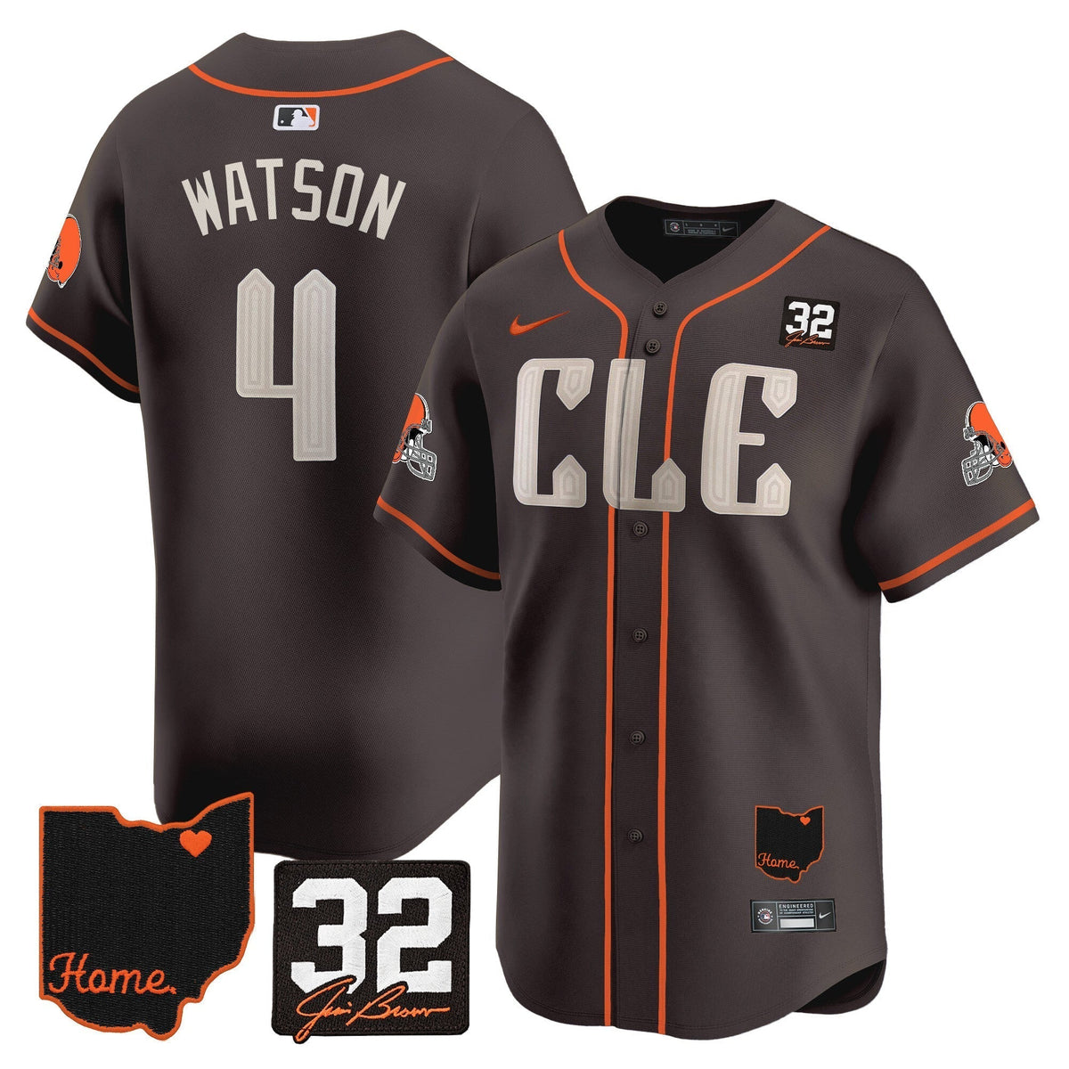 Browns #32 Jim Brown Memorial & Home Patch Vapor Premier Limited Men Jersey - All Stitched