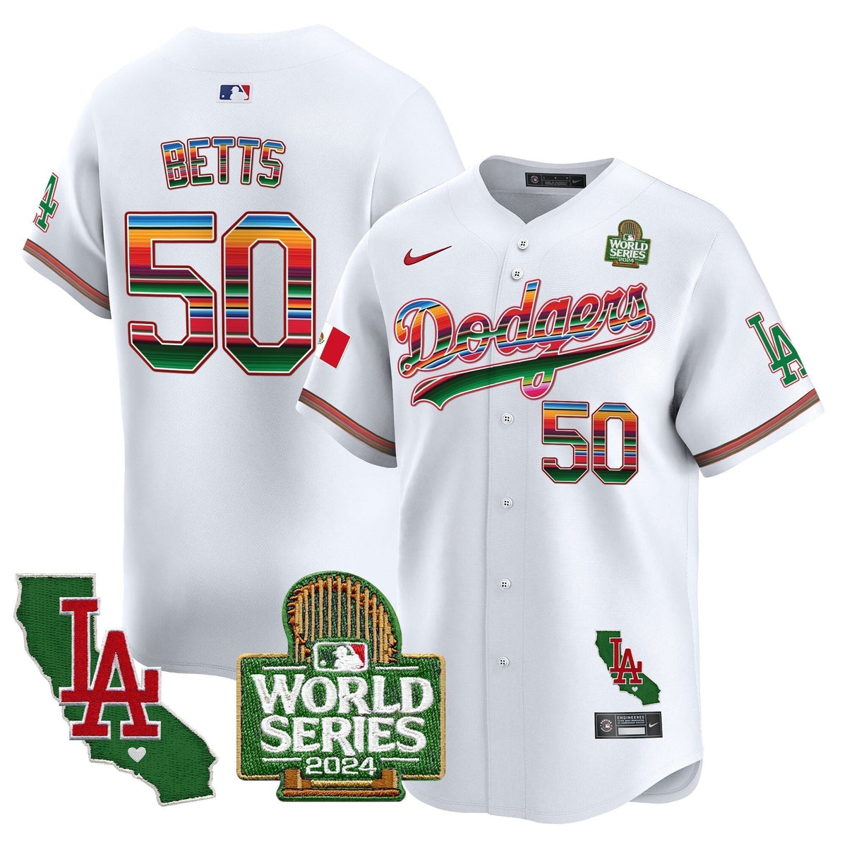Dodgers Mexico 2024 World Series Vapor Premier Limited Men Jersey V2 - All Stitched