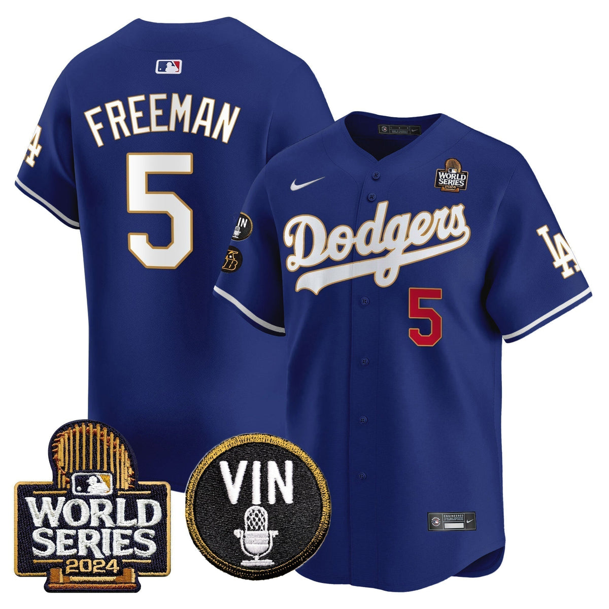 Dodgers 2024 World Series Gold Trim Vapor Premier Limited Jersey V2 - Stitched