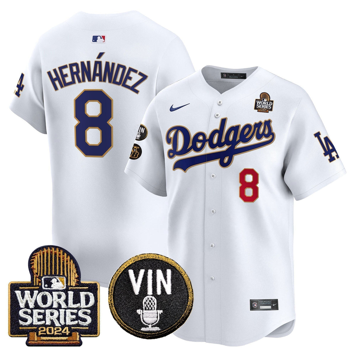 Dodgers 2024 World Series Gold Trim Vapor Premier Limited Jersey V2 - Stitched