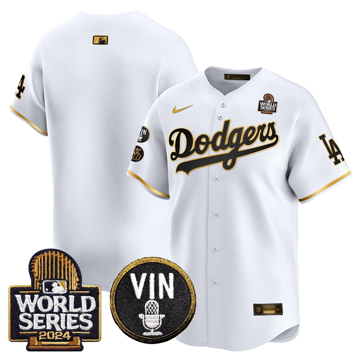Dodgers 2024 World Series Gold Trim Vapor Premier Limited Jersey V2 - Stitched