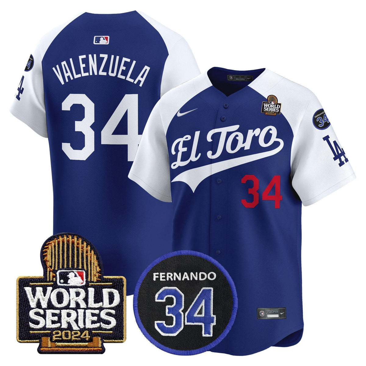 Dodgers El Toro 2024 World Series Patch Vapor Premier Limited Jersey - Stitched
