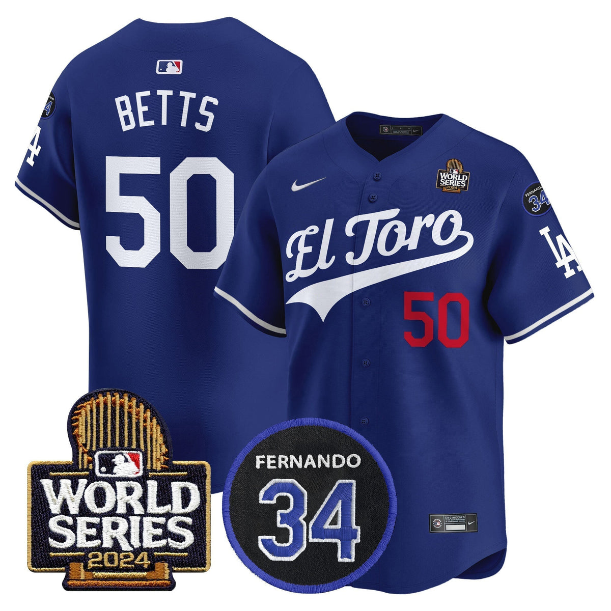 Dodgers El Toro 2024 World Series Patch Vapor Premier Limited Jersey - Stitched