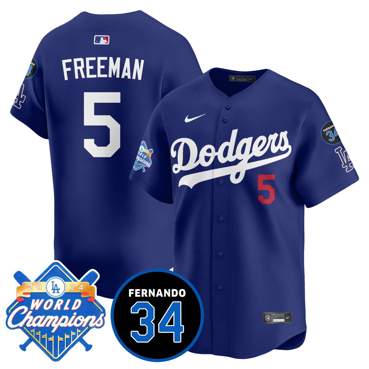 LA Dodgers - World Series Champions 2024/Fernando Valenzuela Memorial Men Jersey - All Stitched