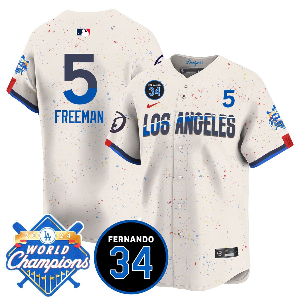 LA Dodgers - World Series Champions 2024/Fernando Valenzuela Memorial Men Jersey - All Stitched