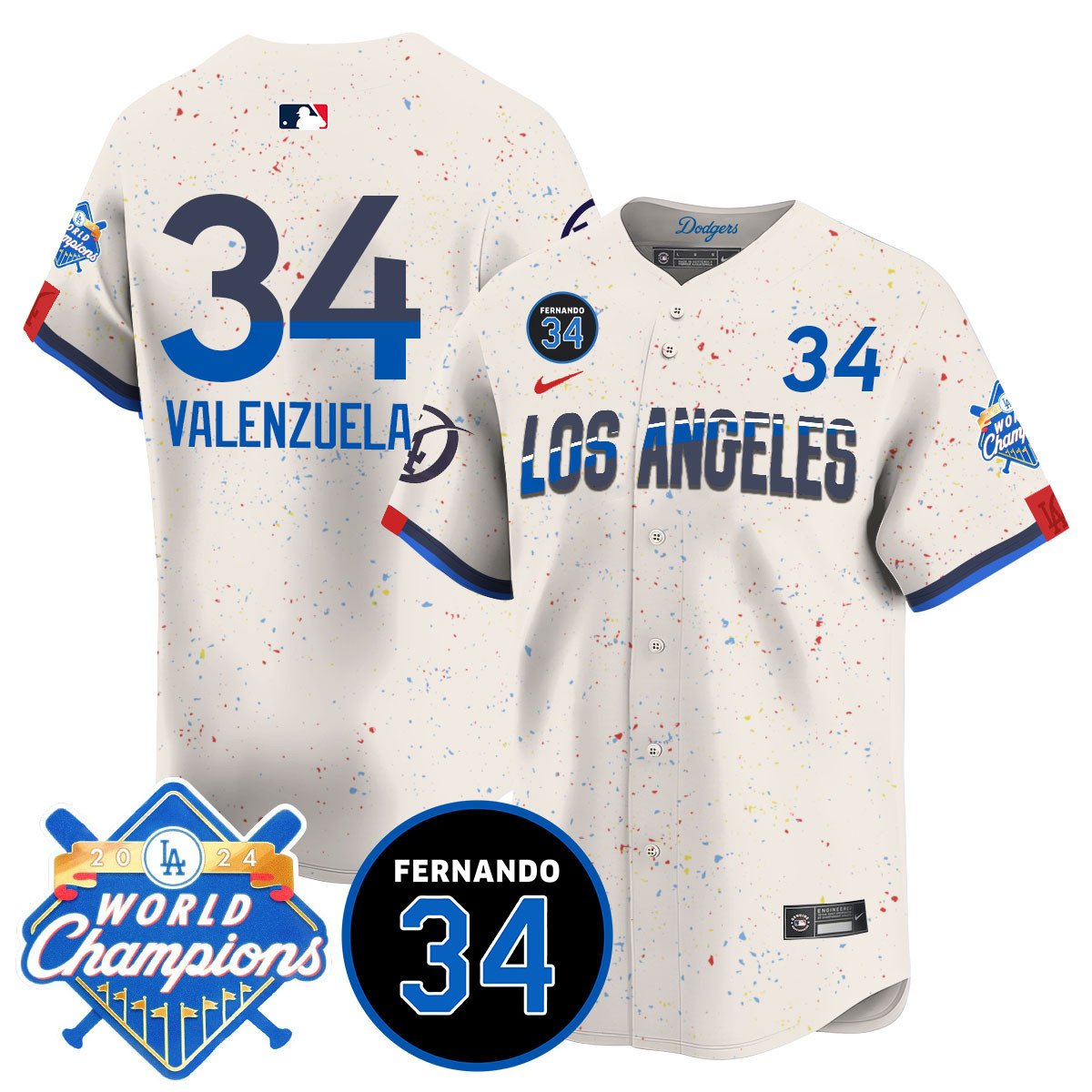 LA Dodgers - World Series Champions 2024/Fernando Valenzuela Memorial Men Jersey - All Stitched