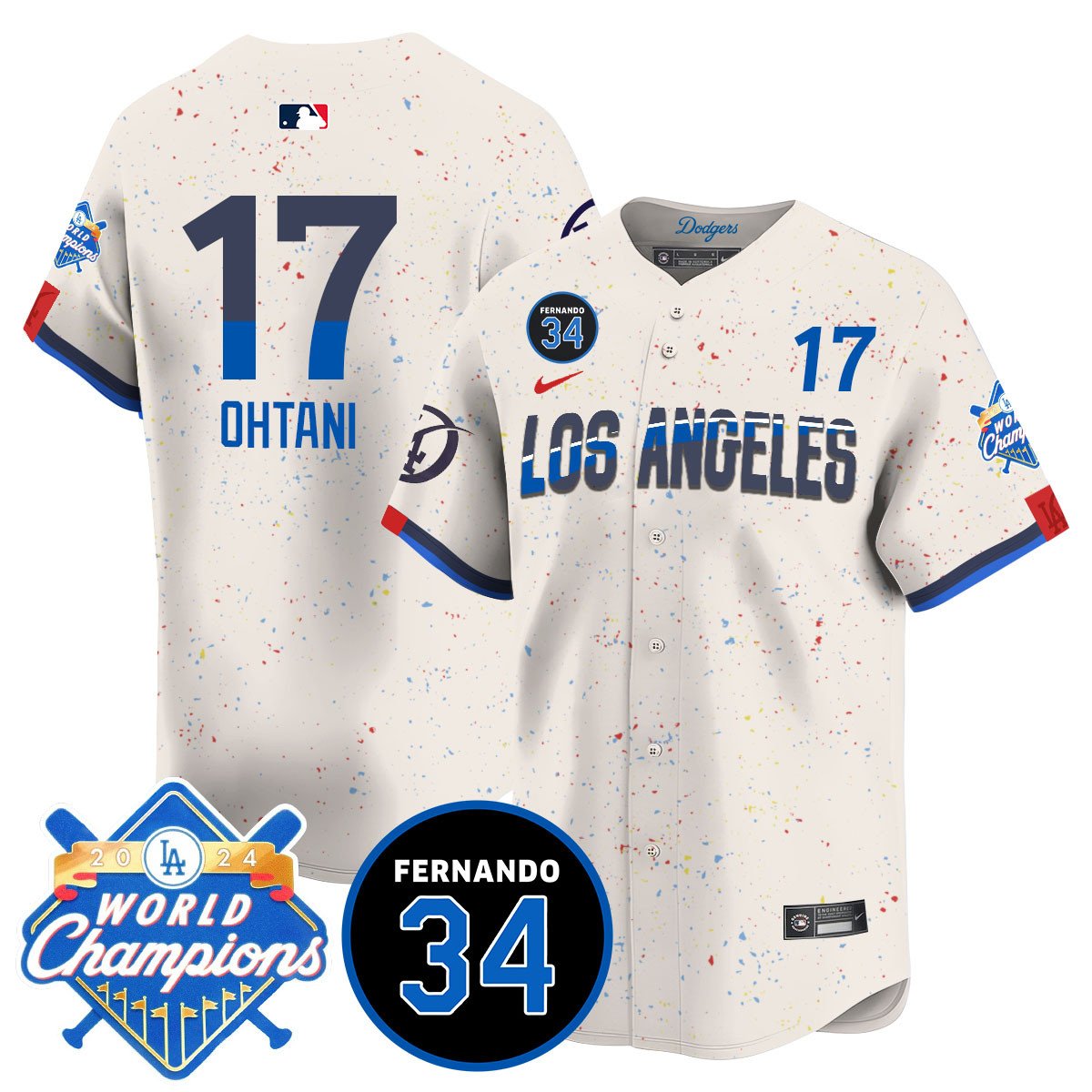 LA Dodgers - World Series Champions 2024/Fernando Valenzuela Memorial Men Jersey - All Stitched