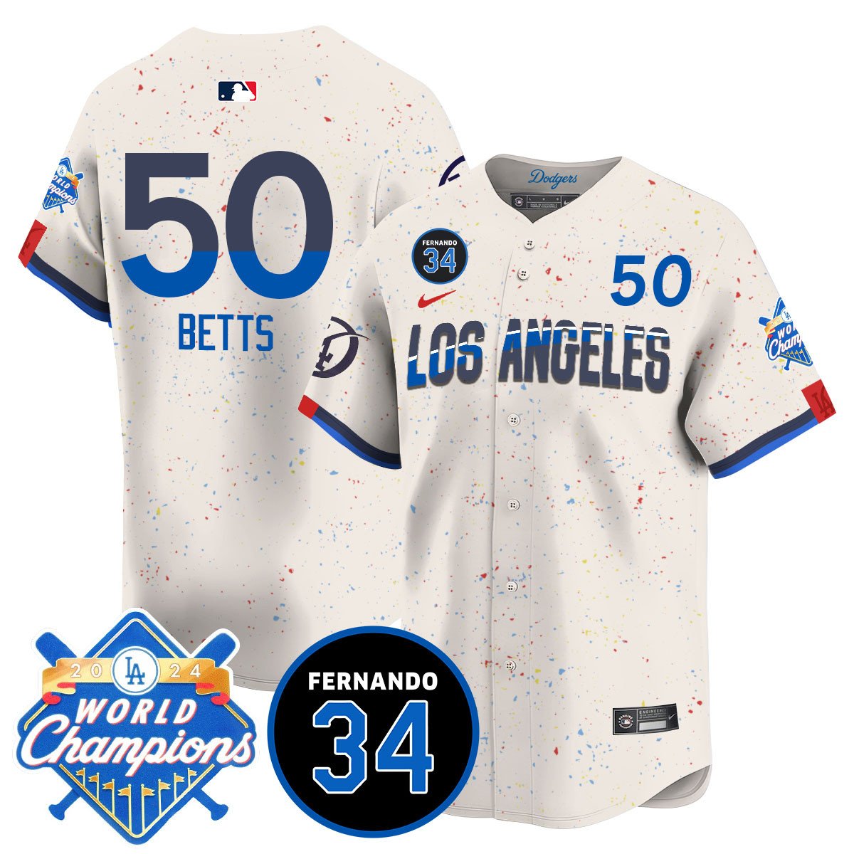 LA Dodgers - World Series Champions 2024/Fernando Valenzuela Memorial Men Jersey - All Stitched
