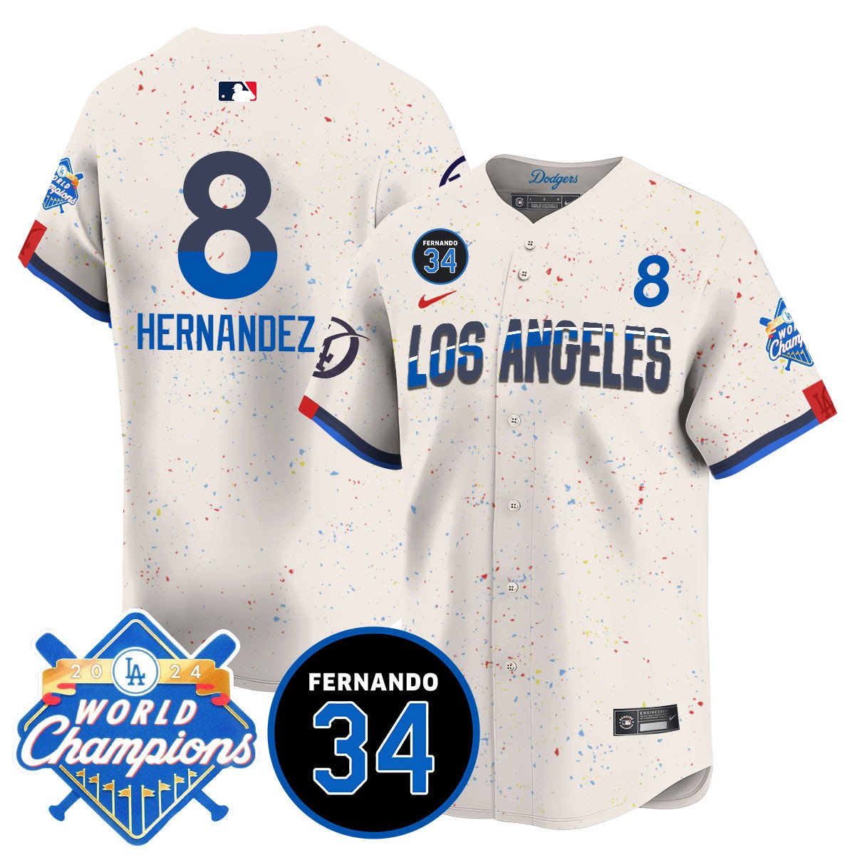 LA Dodgers - World Series Champions 2024/Fernando Valenzuela Memorial Men Jersey - All Stitched