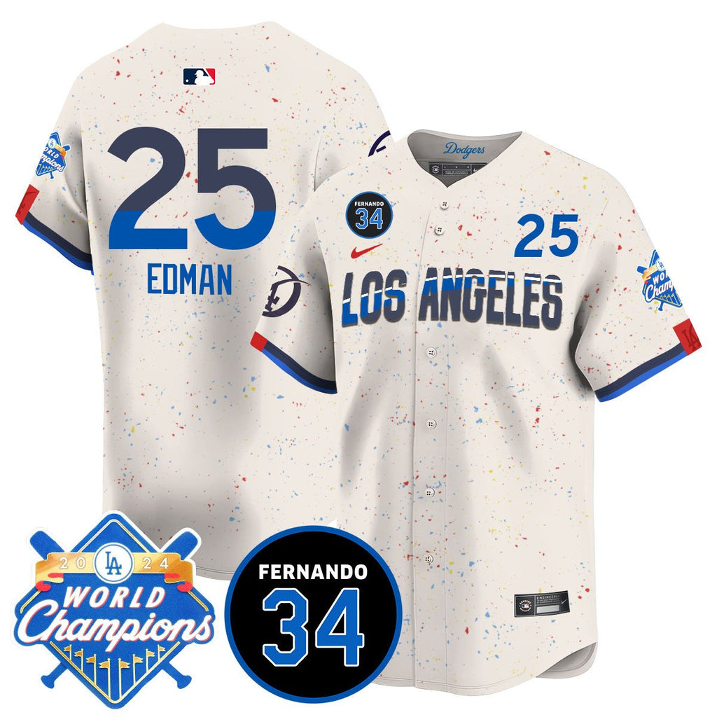 LA Dodgers - World Series Champions 2024/Fernando Valenzuela Memorial Men Jersey - All Stitched