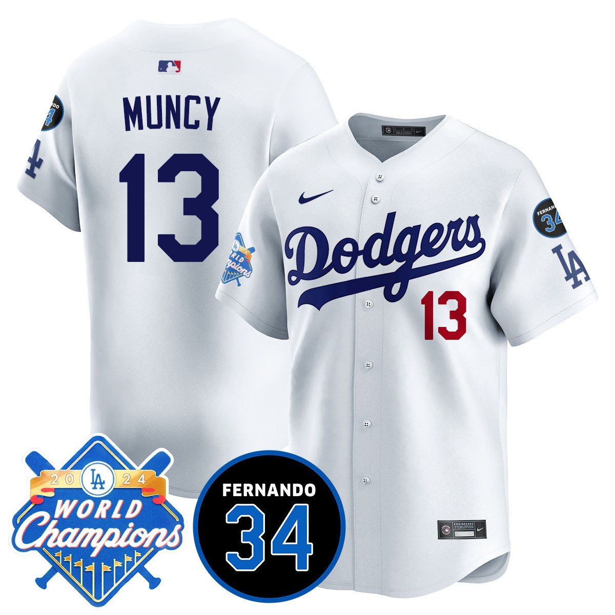 LA Dodgers - World Series Champions 2024/Fernando Valenzuela Memorial Men Jersey - All Stitched