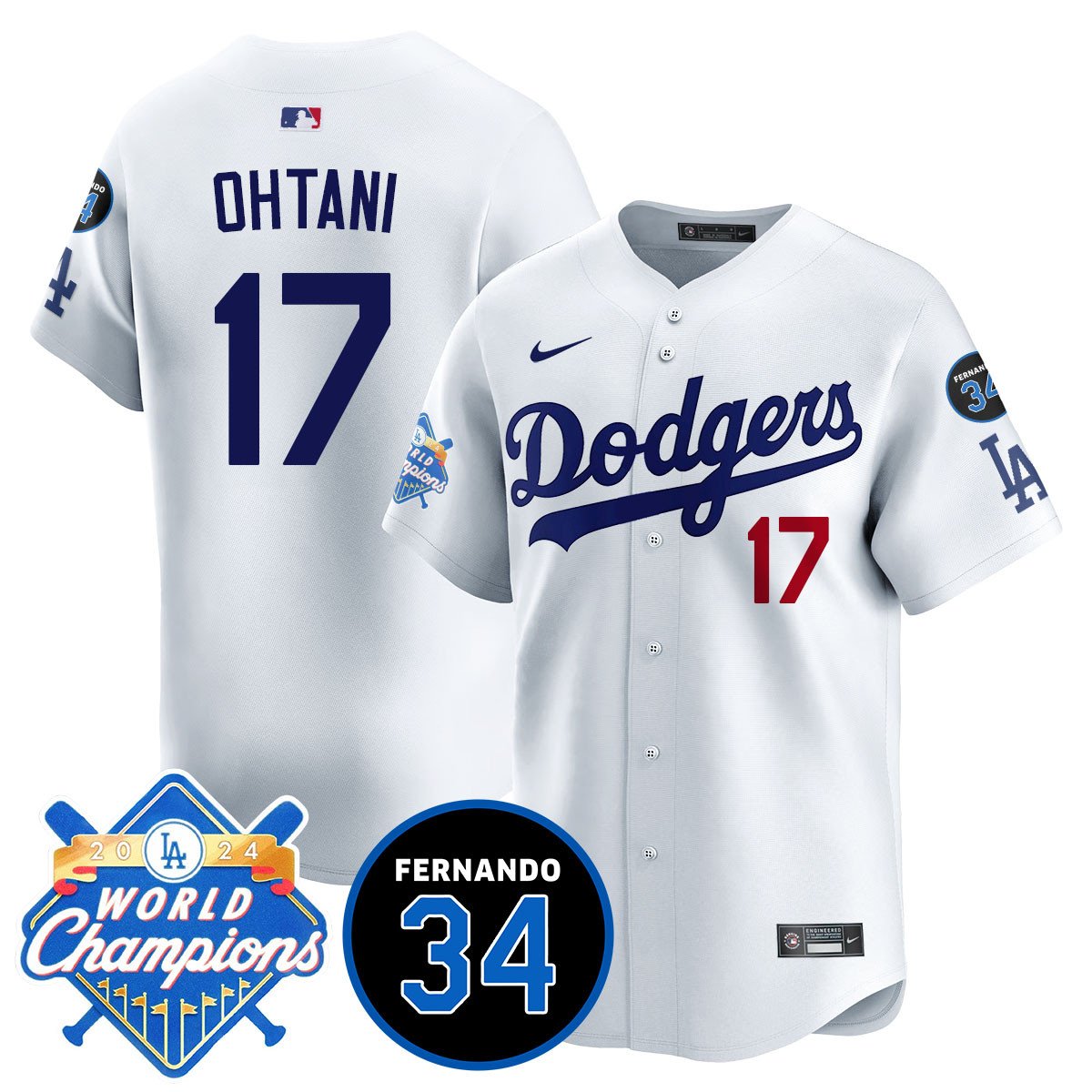 LA Dodgers - World Series Champions 2024/Fernando Valenzuela Memorial Men Jersey - All Stitched