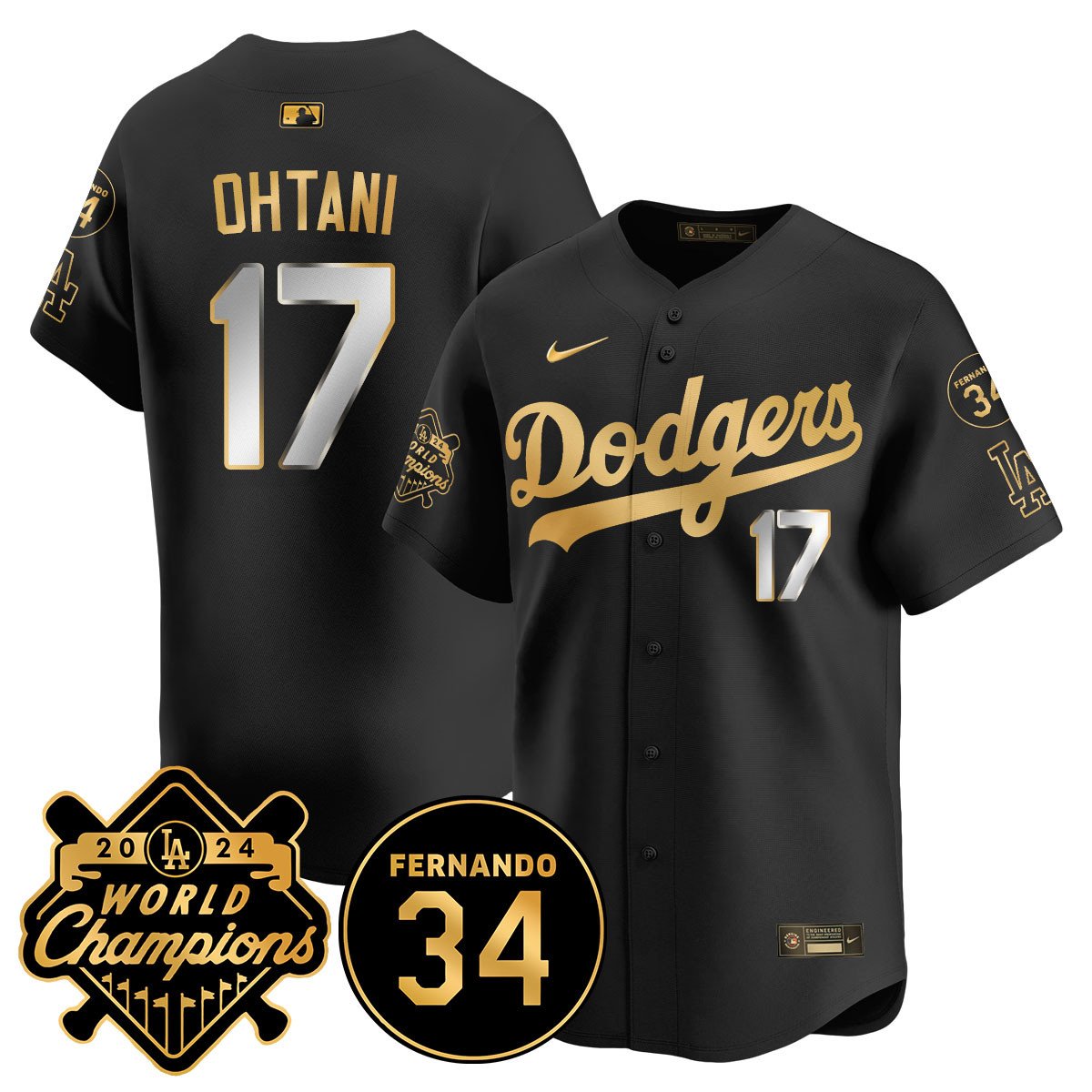 LA Dodgers - World Series Champions 2024/Fernando Valenzuela Memorial Men Jersey - All Stitched