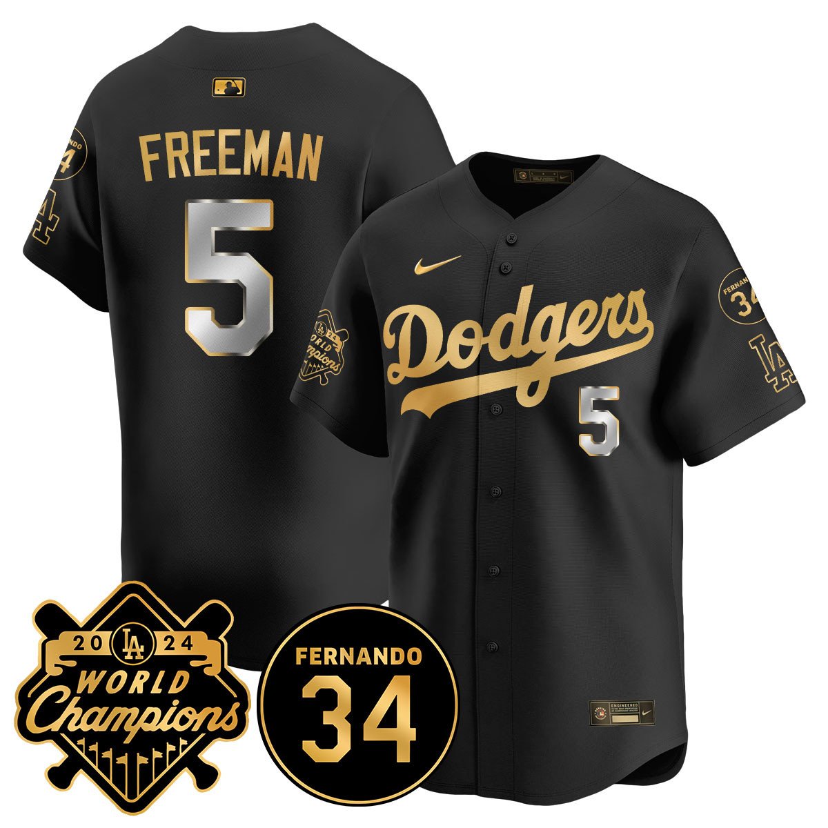 LA Dodgers - World Series Champions 2024/Fernando Valenzuela Memorial Men Jersey - All Stitched