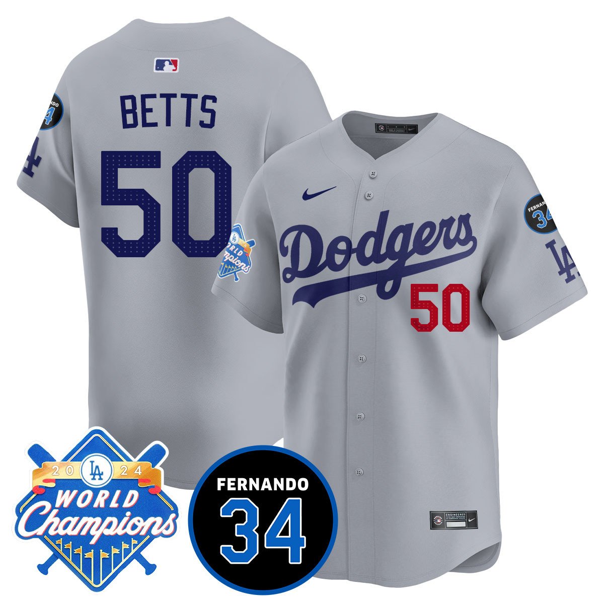 LA Dodgers - World Series Champions 2024/Fernando Valenzuela Memorial Men Jersey - All Stitched