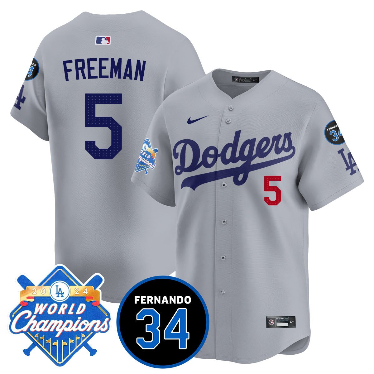 LA Dodgers - World Series Champions 2024/Fernando Valenzuela Memorial Men Jersey - All Stitched