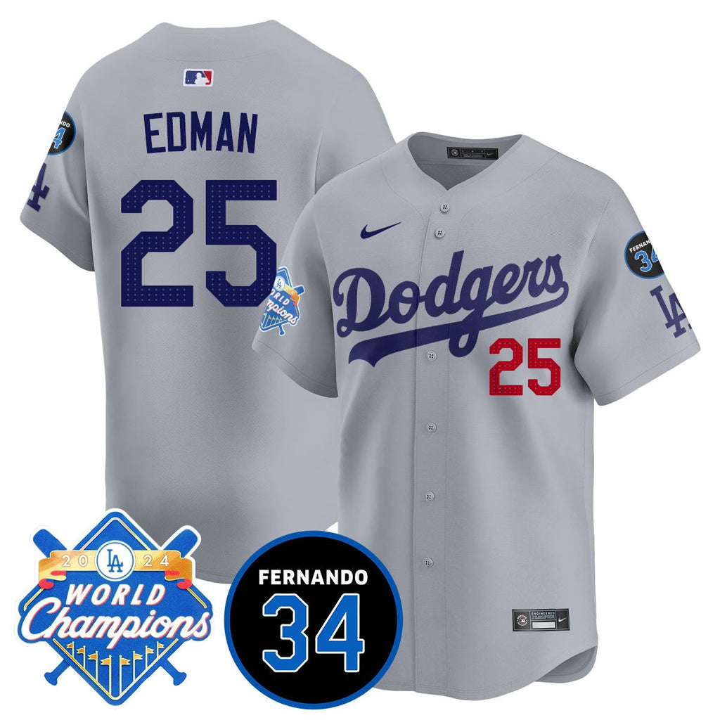 LA Dodgers - World Series Champions 2024/Fernando Valenzuela Memorial Men Jersey - All Stitched