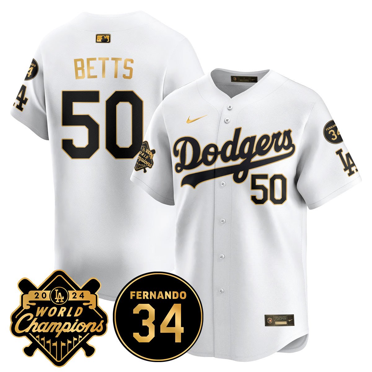 LA Dodgers - World Series Champions 2024/Fernando Valenzuela Memorial Men Jersey - All Stitched