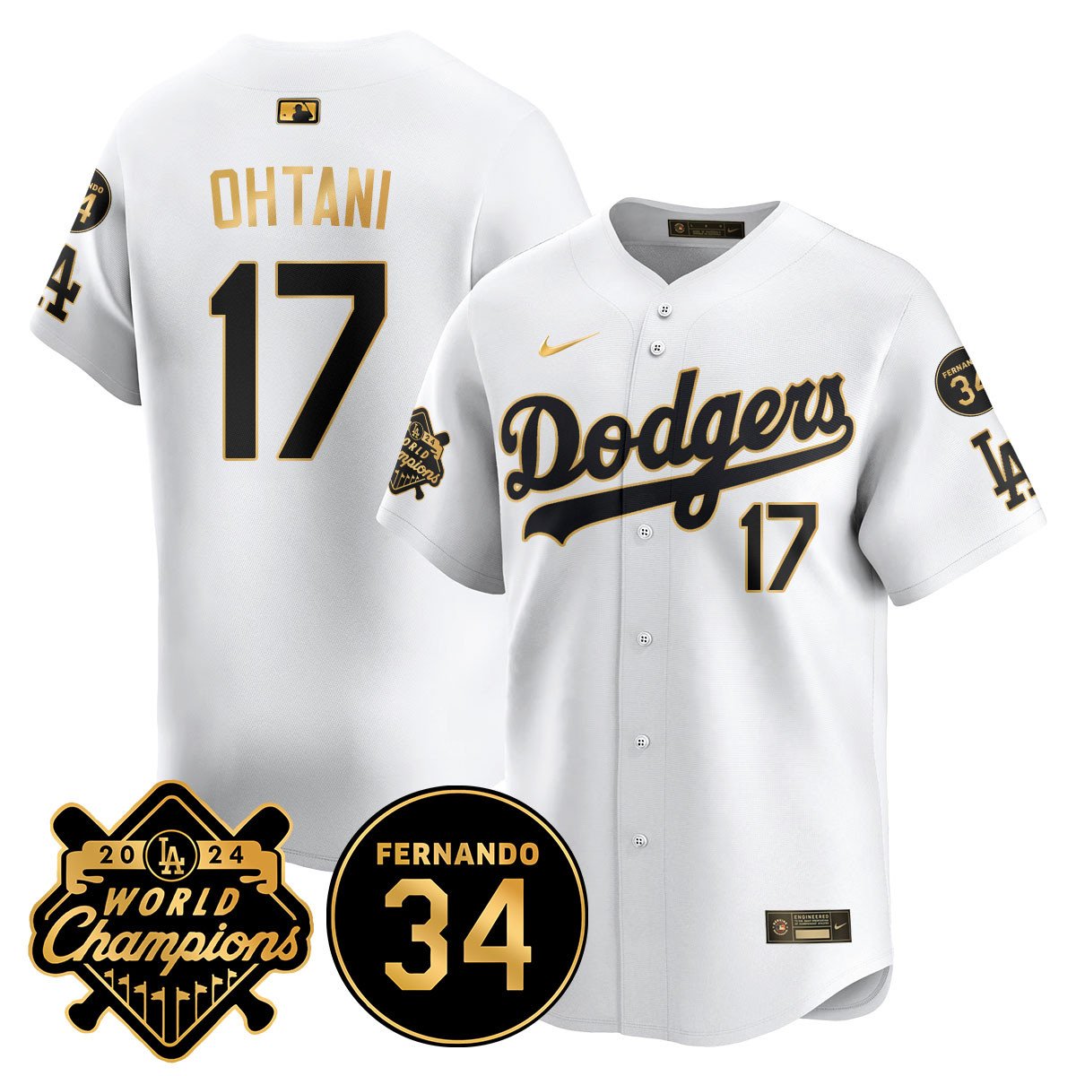 LA Dodgers - World Series Champions 2024/Fernando Valenzuela Memorial Men Jersey - All Stitched