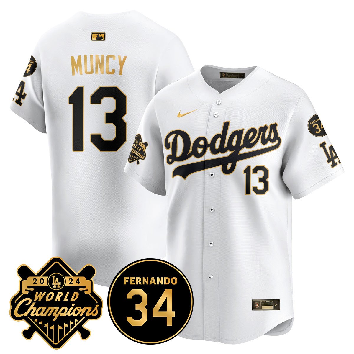 LA Dodgers - World Series Champions 2024/Fernando Valenzuela Memorial Men Jersey - All Stitched