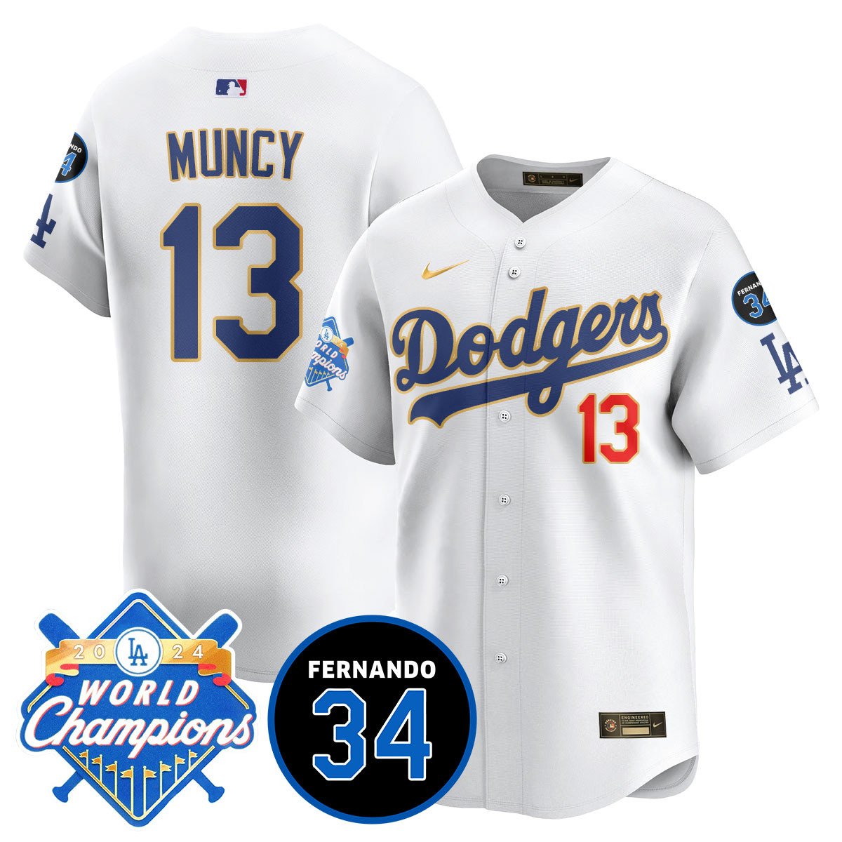 LA Dodgers - World Series Champions 2024/Fernando Valenzuela Memorial Men Jersey - All Stitched