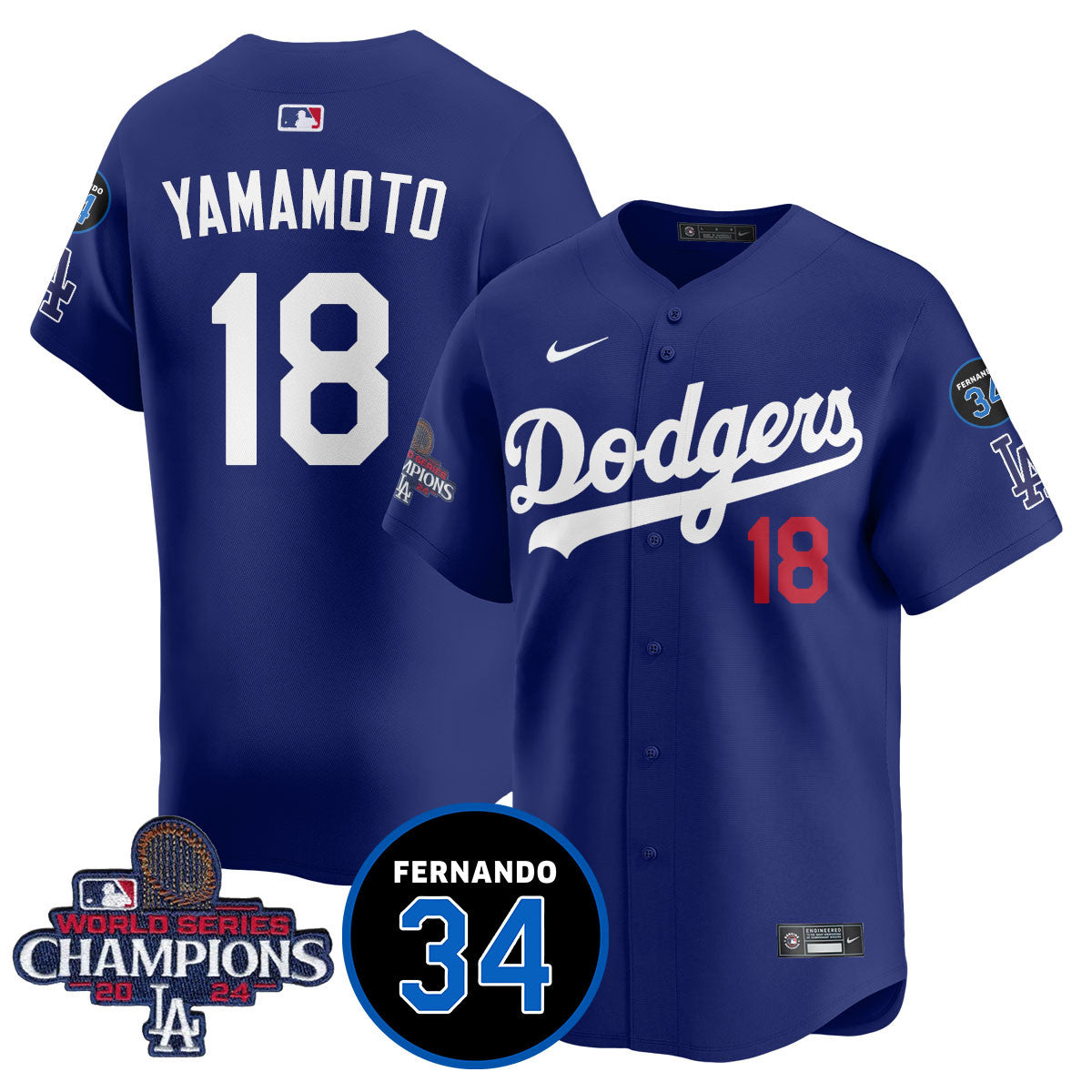 LA Dodgers - World Series Champions 2024/Fernando Valenzuela Memorial Jersey - Stitched N1