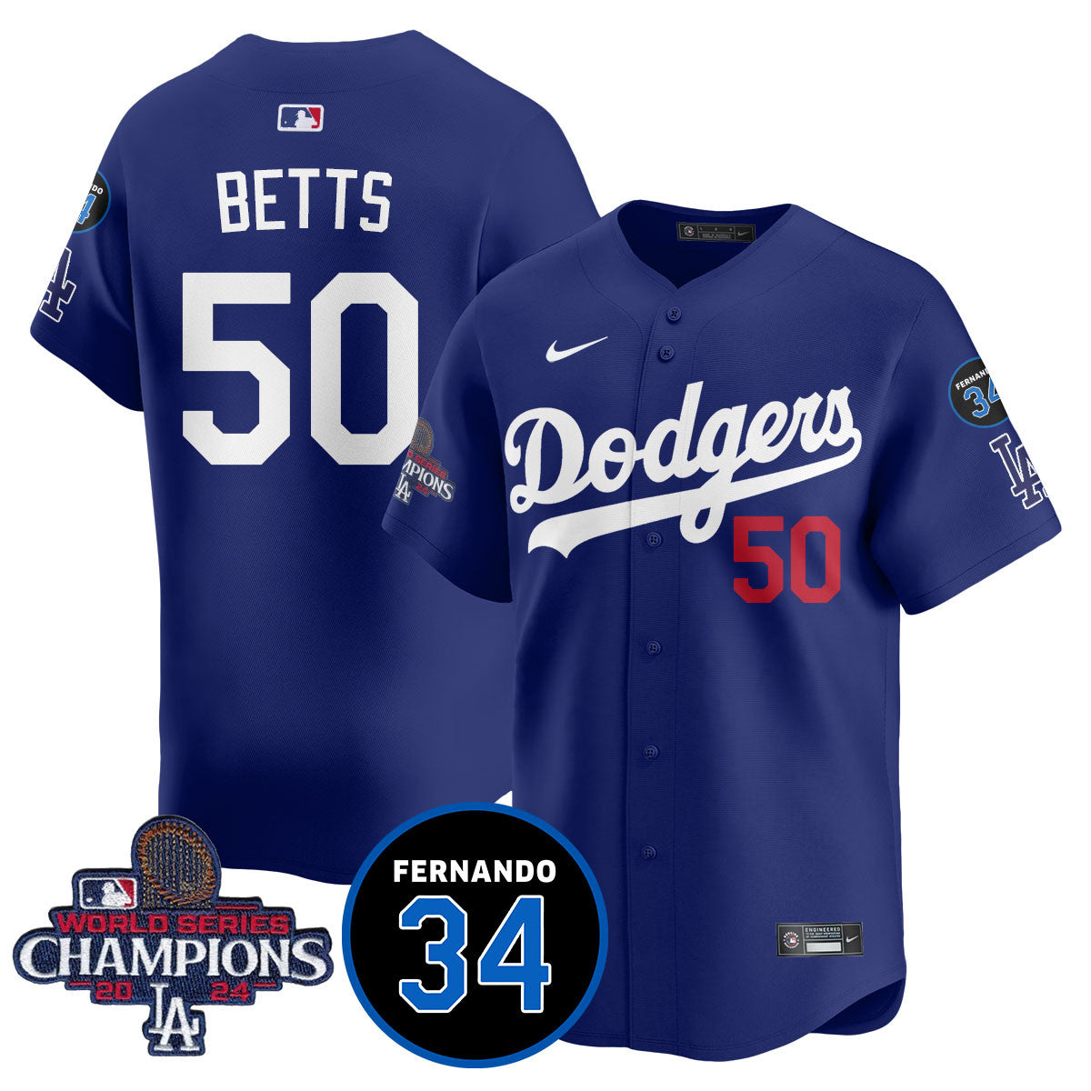 LA Dodgers - World Series Champions 2024/Fernando Valenzuela Memorial Jersey - Stitched N1