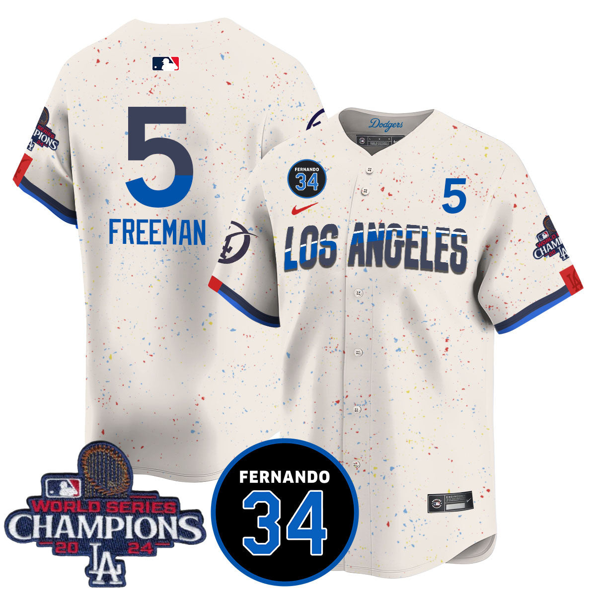 LA Dodgers - World Series Champions 2024/Fernando Valenzuela Memorial Jersey - Stitched N1