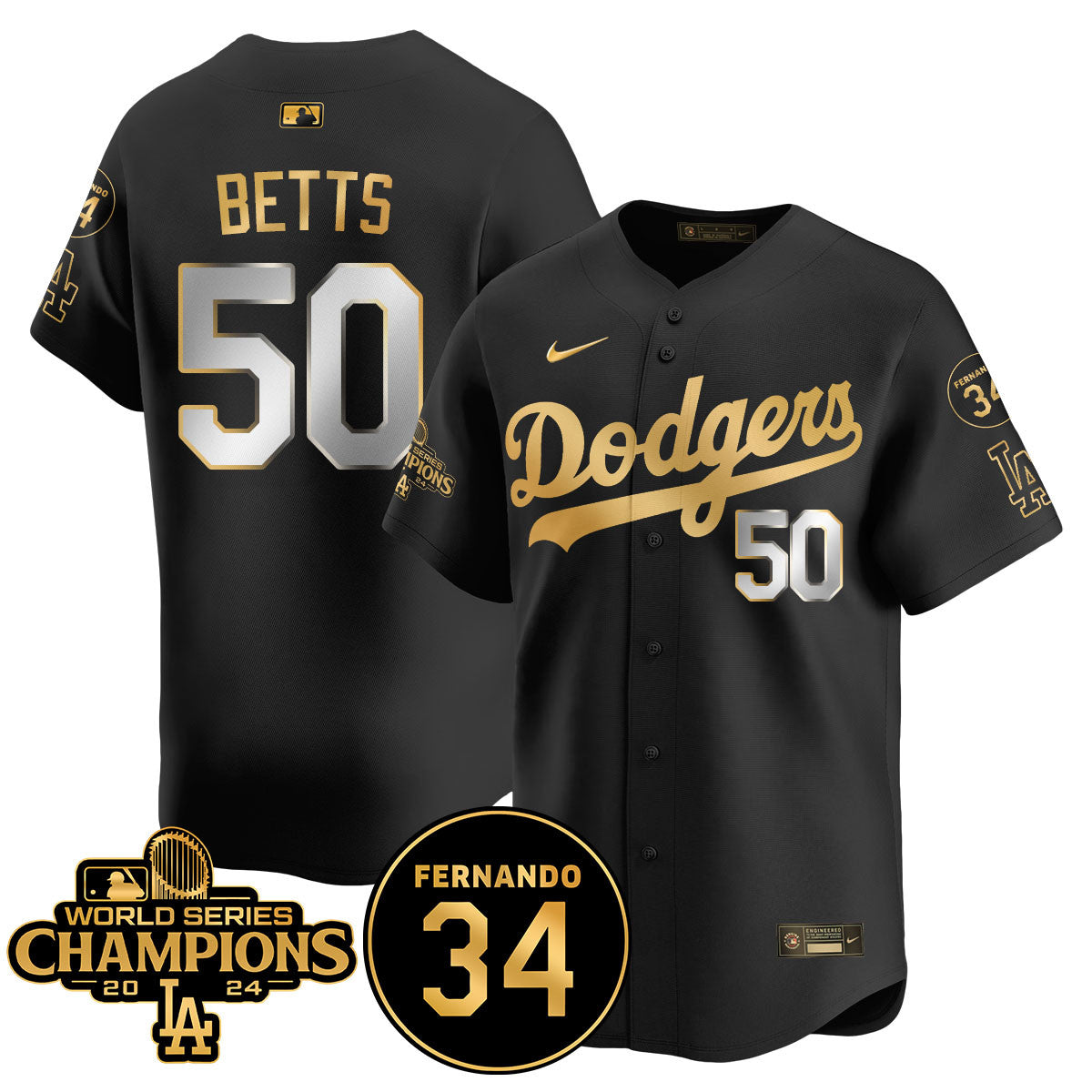 LA Dodgers - World Series Champions 2024/Fernando Valenzuela Memorial Jersey - Stitched N1