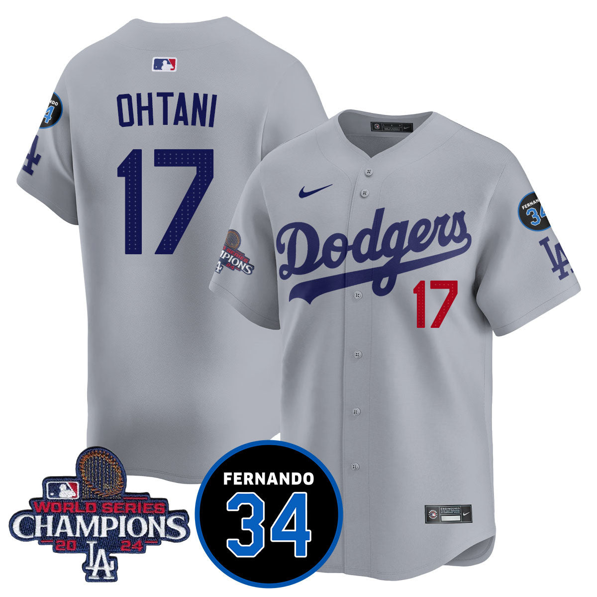 LA Dodgers - World Series Champions 2024/Fernando Valenzuela Memorial Jersey - Stitched N1