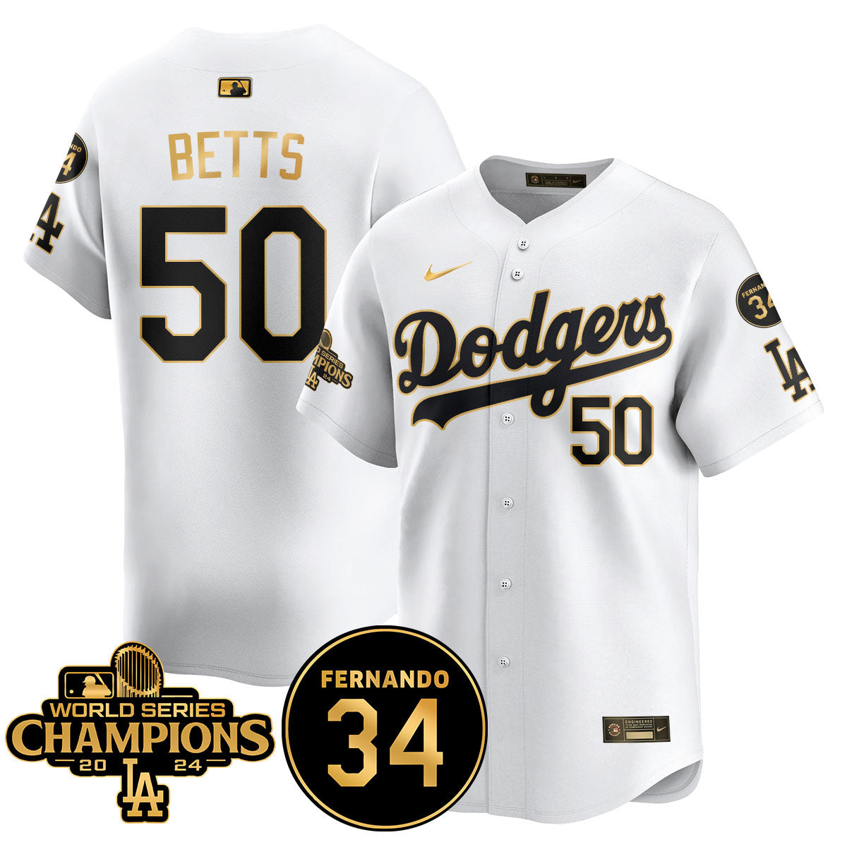LA Dodgers - World Series Champions 2024/Fernando Valenzuela Memorial Jersey - Stitched N1