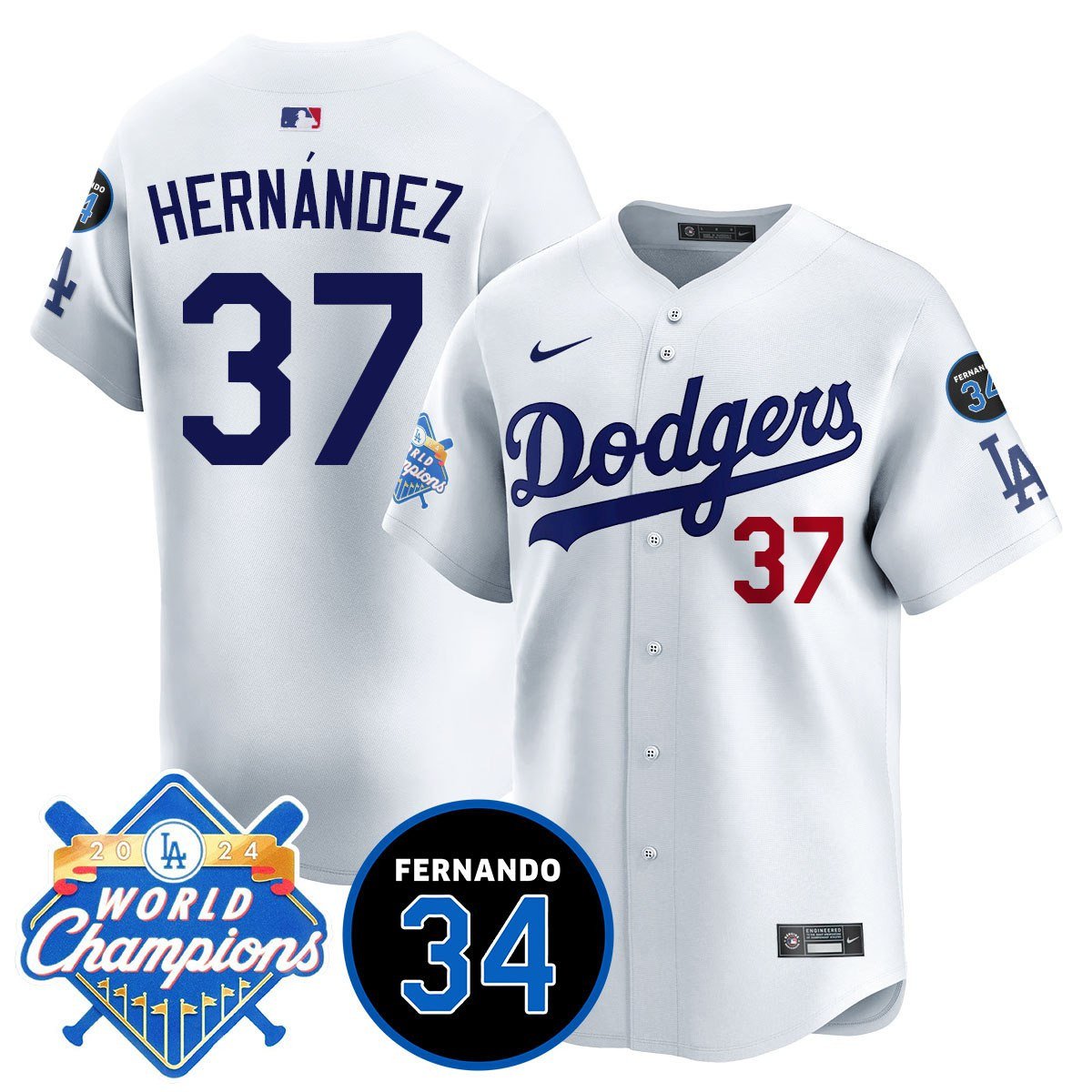 LA Dodgers - World Series Champions 2024/Fernando Valenzuela Memorial Men Jersey - All Stitched
