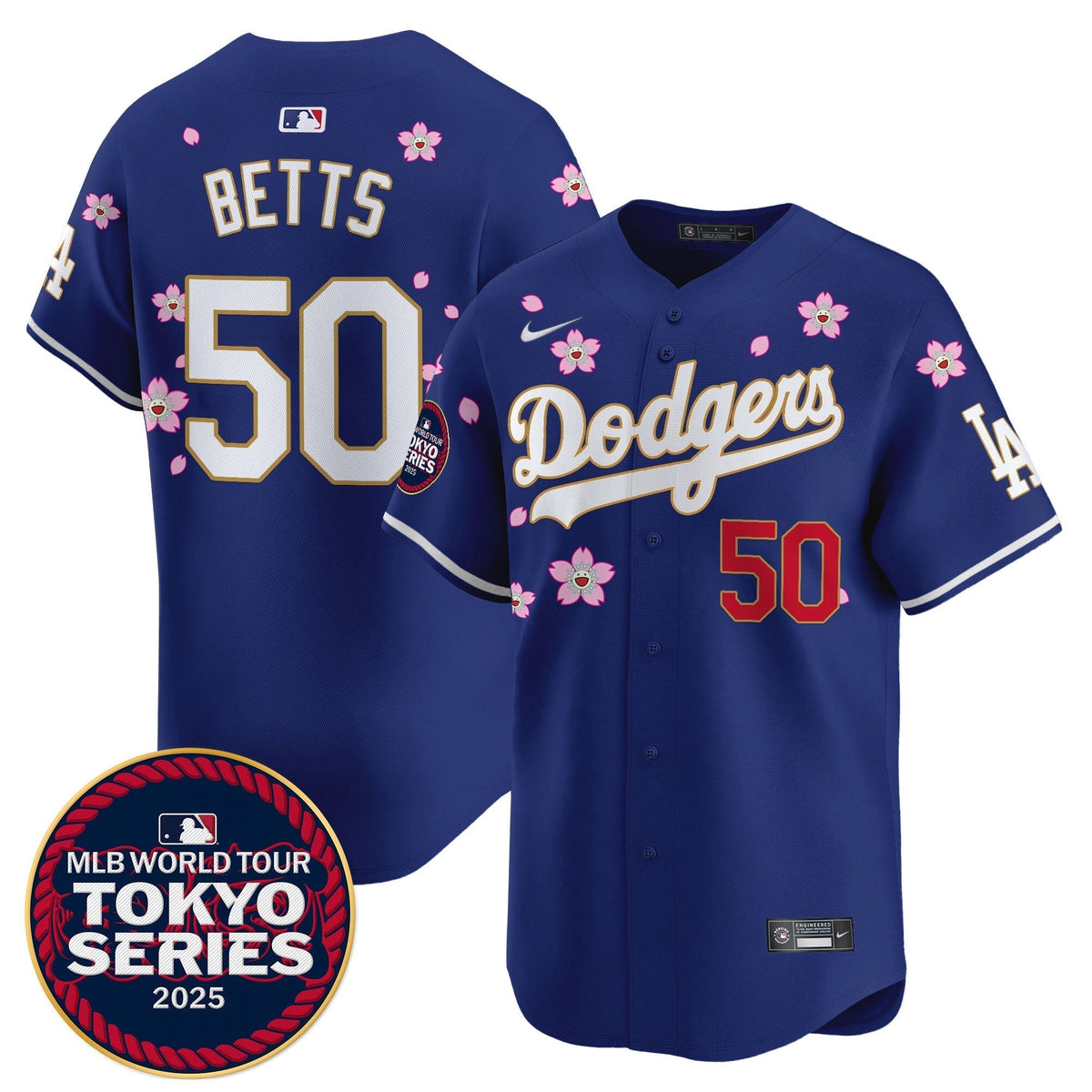 Dodgers Tokyo Series 2025 Gold Trim Vapor Premier Limited Jersey - Stitched
