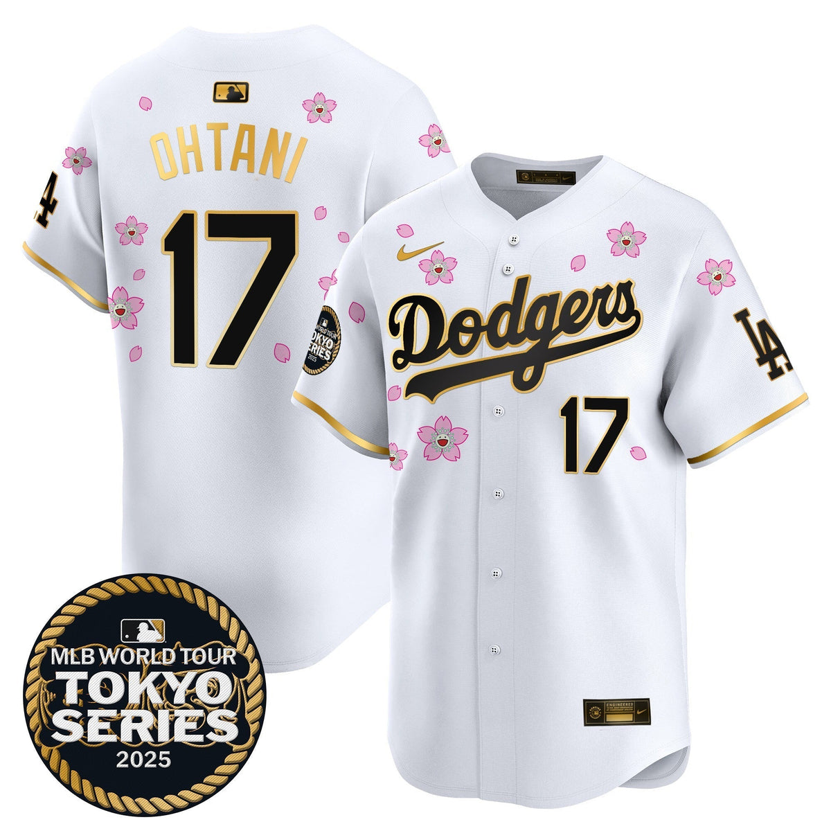Dodgers Tokyo Series 2025 Gold Trim Vapor Premier Limited Jersey V2 - Stitched