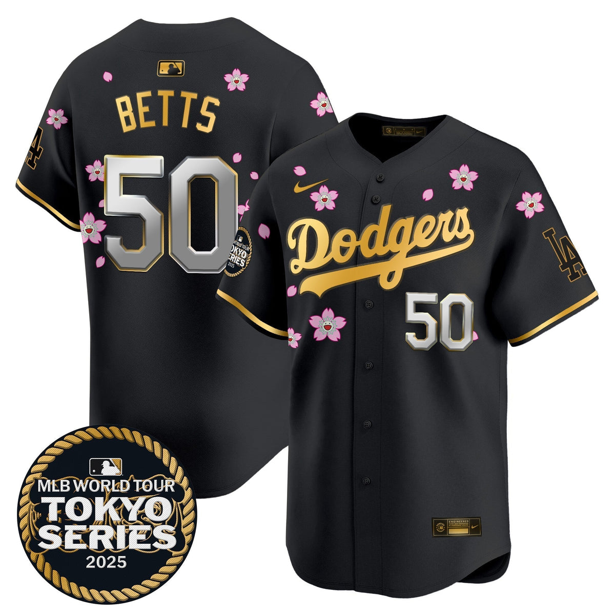 Dodgers Tokyo Series 2025 Gold Trim Vapor Premier Limited Jersey V2 - Stitched