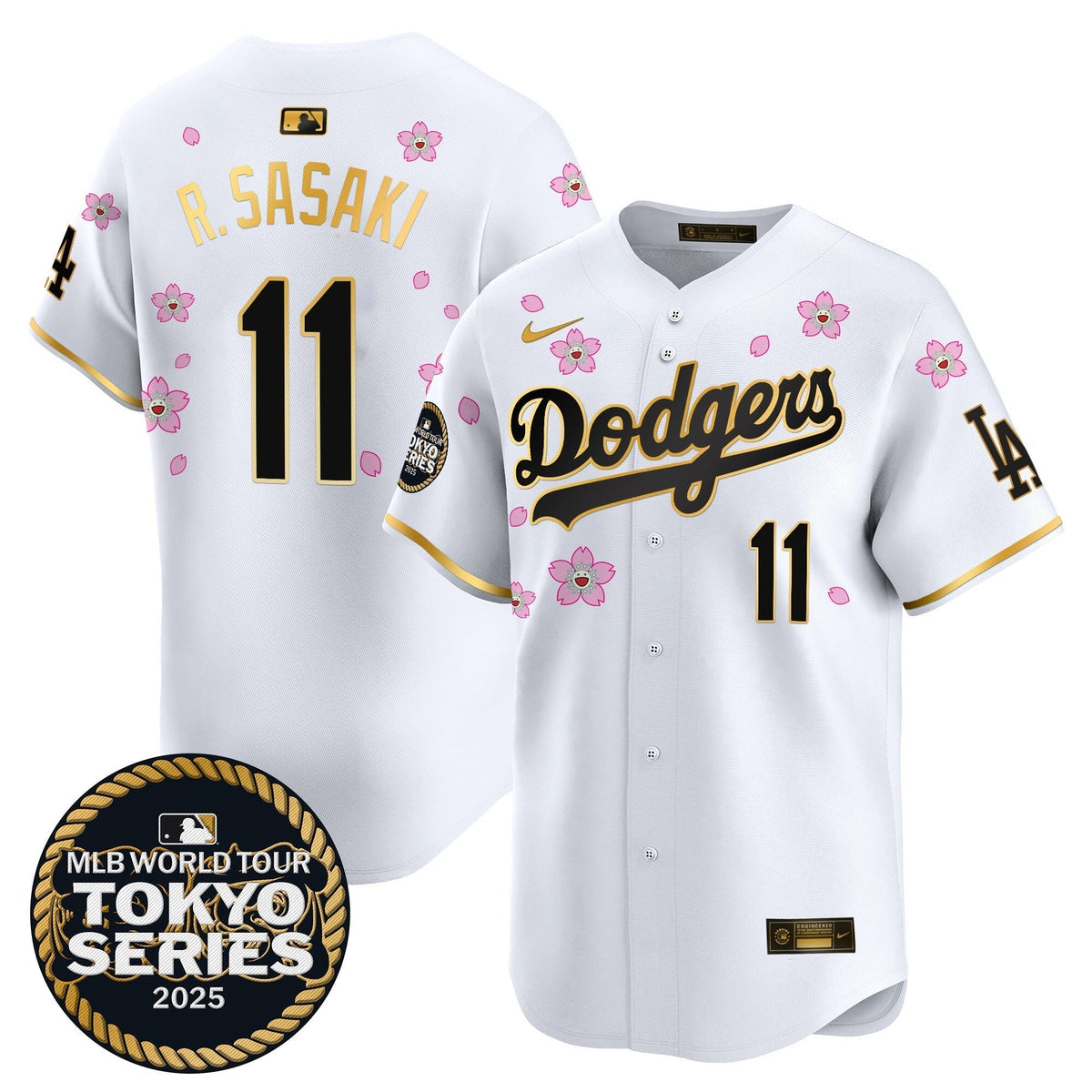 Dodgers Tokyo Series 2025 Gold Trim Vapor Premier Limited Jersey V2 - Stitched