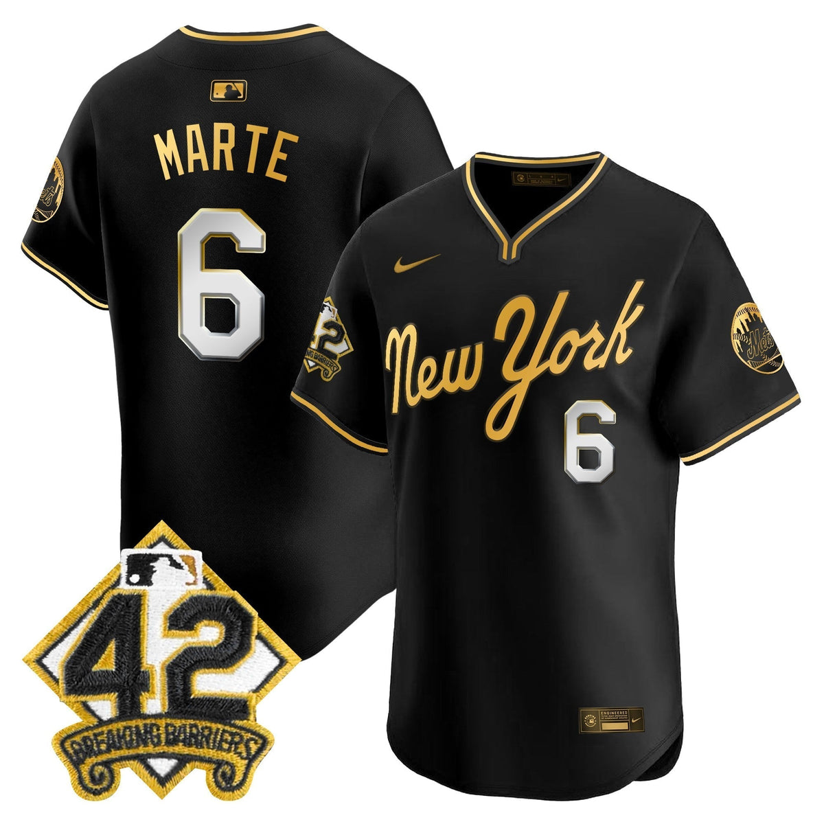 NYM 2025 Jackie Robinson Patch Road Alternate Jersey â All Stitched