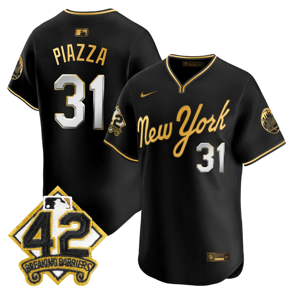 NYM 2025 Jackie Robinson Patch Road Alternate Jersey â All Stitched