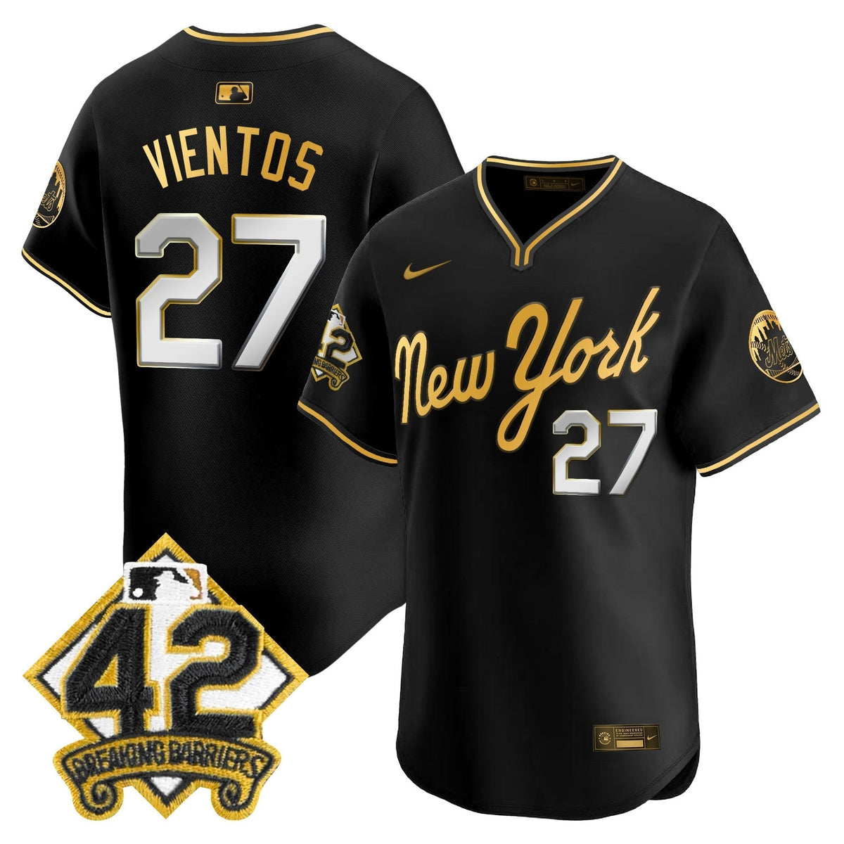 NYM 2025 Jackie Robinson Patch Road Alternate Jersey â All Stitched