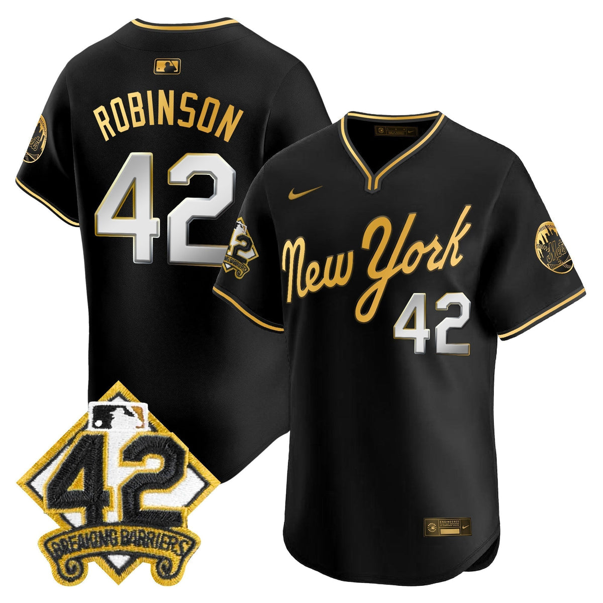 NYM 2025 Jackie Robinson Patch Road Alternate Jersey â All Stitched