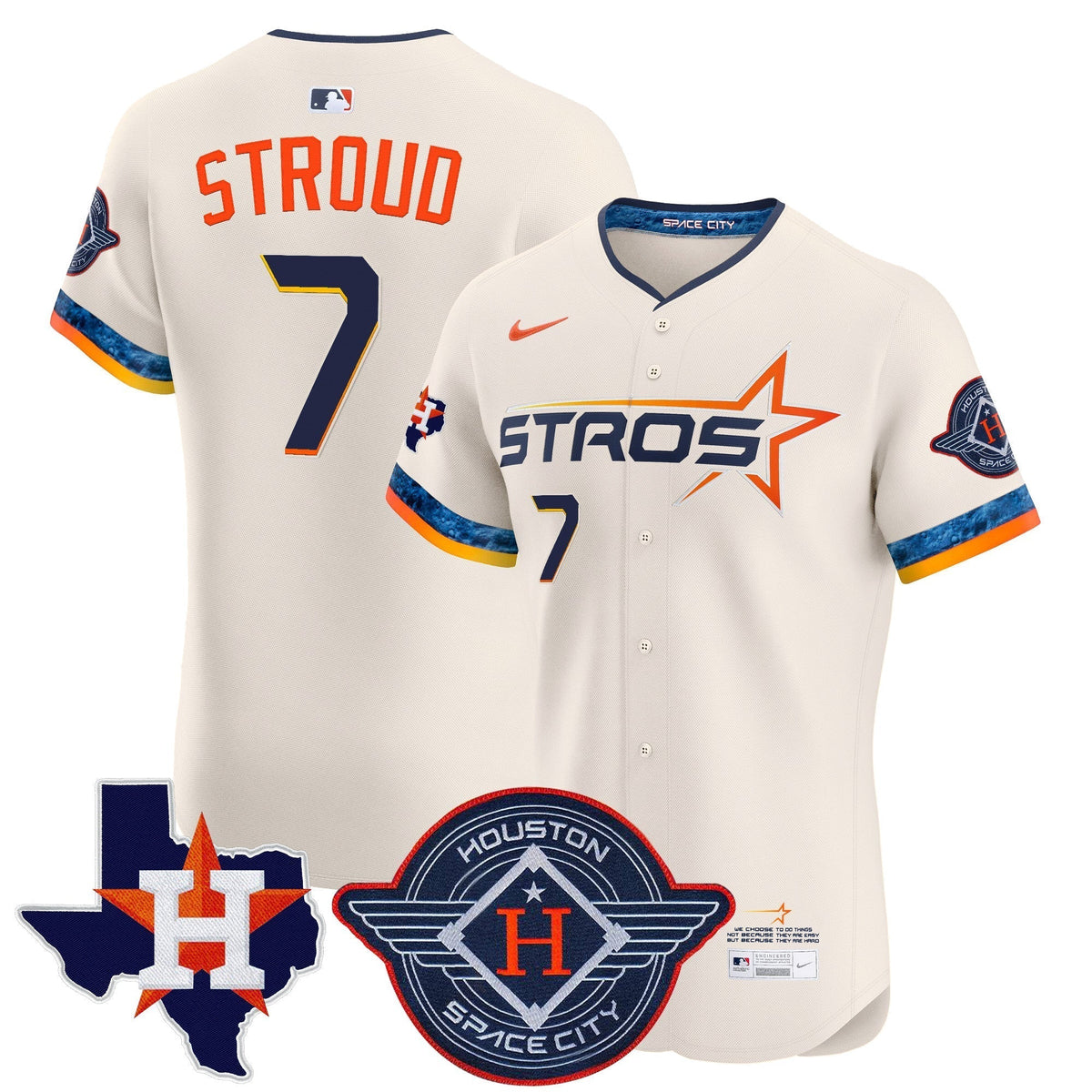HOU 2025 City Connect Texas Patch Vapor Premier Elite Jersey - All Stitched