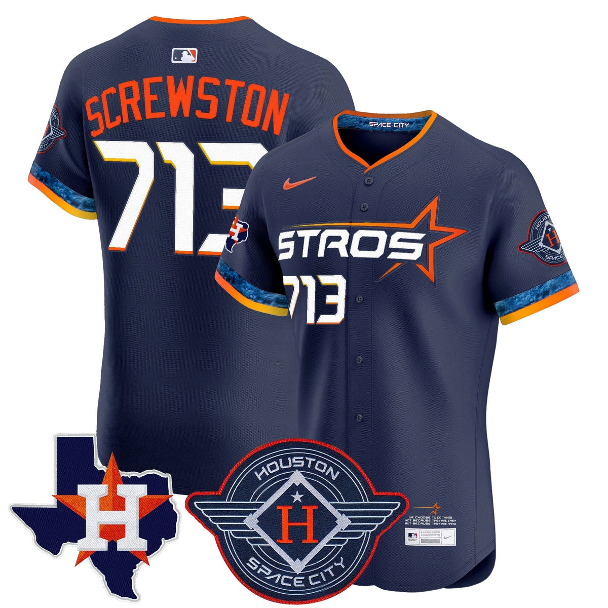 HOU 2025 City Connect Texas Patch Vapor Premier Elite Jersey - All Stitched