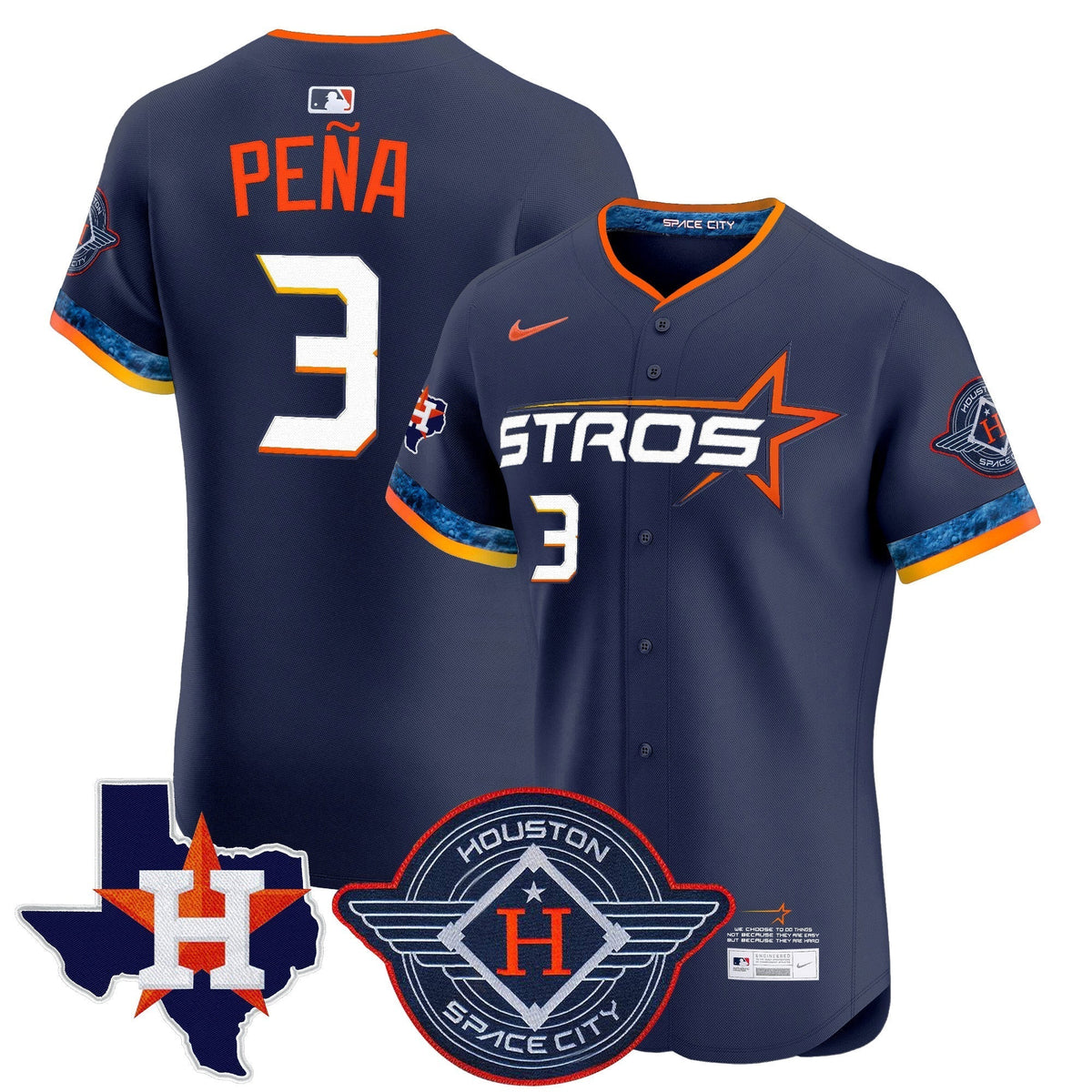 HOU 2025 City Connect Texas Patch Vapor Premier Elite Jersey - All Stitched