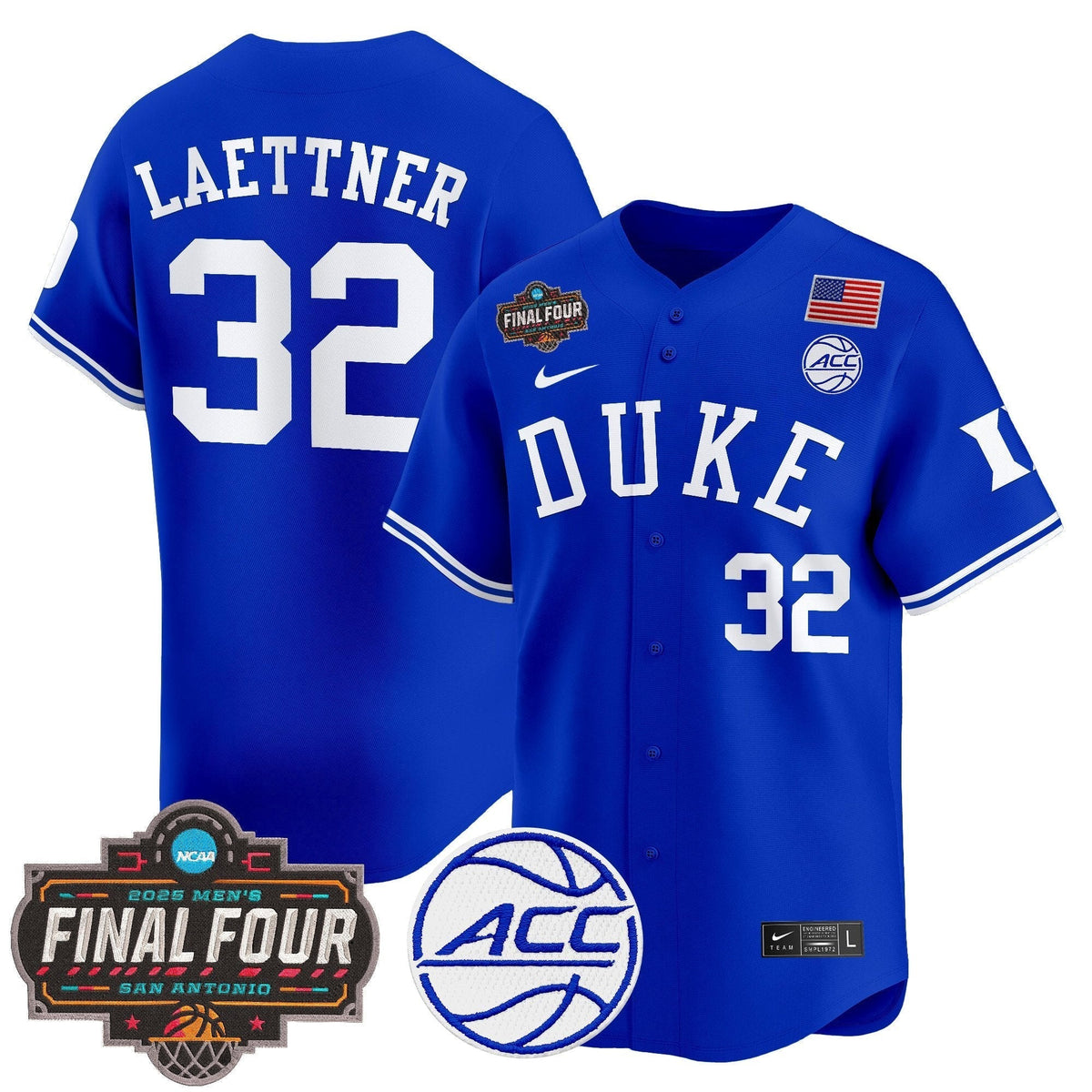 DUKE 2025 Final Four Patch Vapor Baseball Jersey - All Stitched