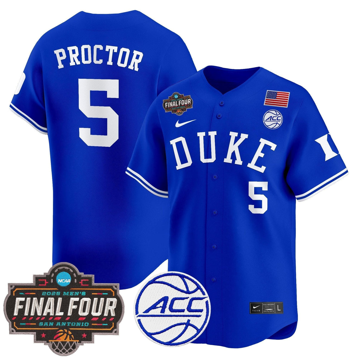 DUKE 2025 Final Four Patch Vapor Baseball Jersey - All Stitched