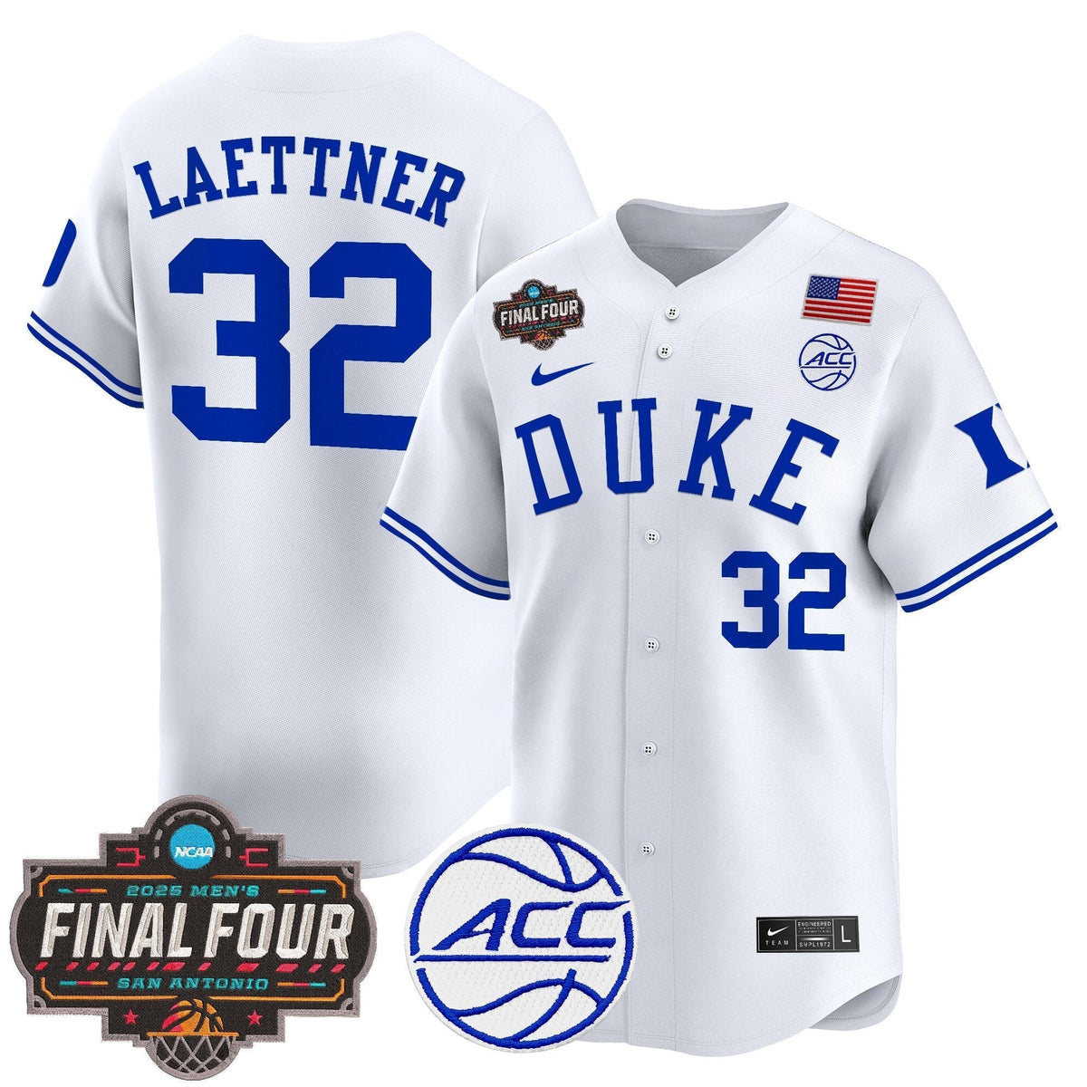 DUKE 2025 Final Four Patch Vapor Baseball Jersey - All Stitched