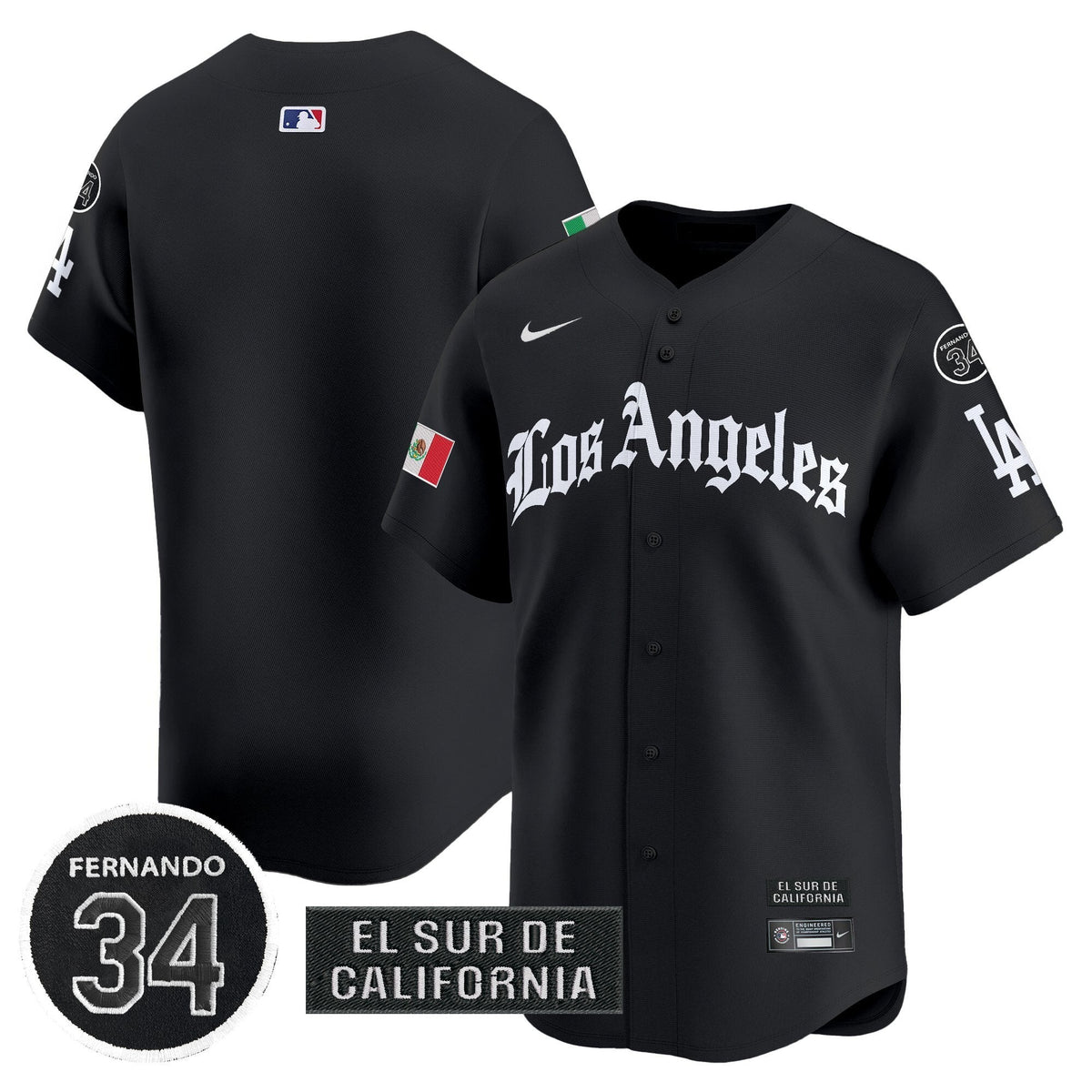 Dodgers Mexico 2025 LA Gothic Style Patch Vapor Premier Limited Jersey - All Stitched